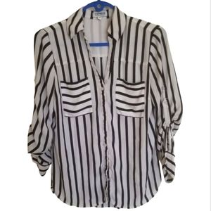 EXPRESS Tops The Portofino Shirt black and white stripes
